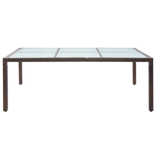 Barna polyrattan kültéri étkezőasztal 200 x 150 x 74 cm