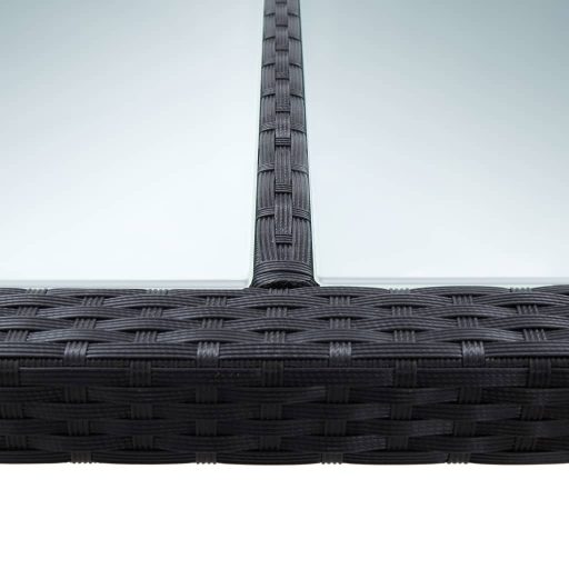 Fekete polyrattan kerti étkezőasztal 200 x 200 x 74 cm