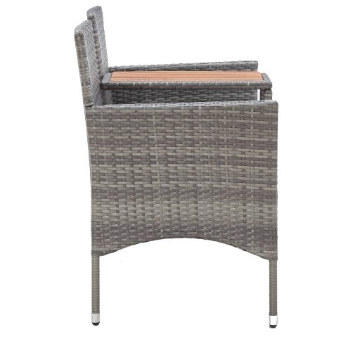 Kétszemélyes szürke polyrattan kerti pad teázóasztallal 143 cm