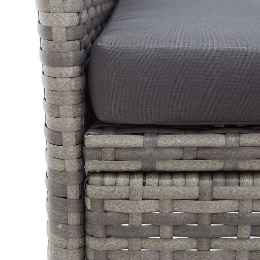 Kétszemélyes szürke polyrattan kerti pad teázóasztallal 143 cm