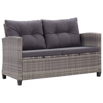   Kétszemélyes szürke polyrattan kerti kanapé párnákkal 124 cm