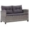 Kétszemélyes szürke polyrattan kerti kanapé párnákkal 124 cm