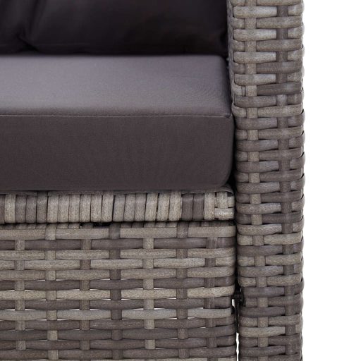 Kétszemélyes szürke polyrattan kerti kanapé párnákkal 124 cm