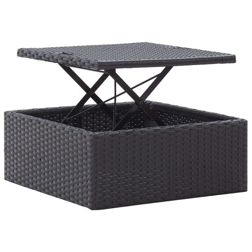 Fekete polyrattan kerti napozóágy tetővel