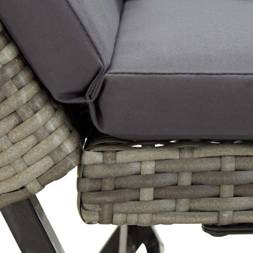 Szürke polyrattan kerti pad párnákkal 176 cm