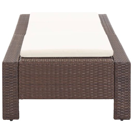 Barna polyrattan napozóágy párnával