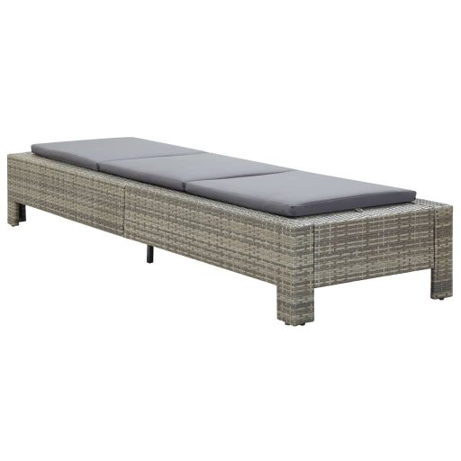 Szürke polyrattan napozóágy párnával