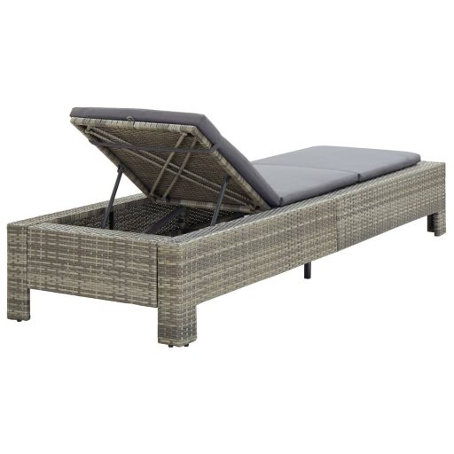 Szürke polyrattan napozóágy párnával