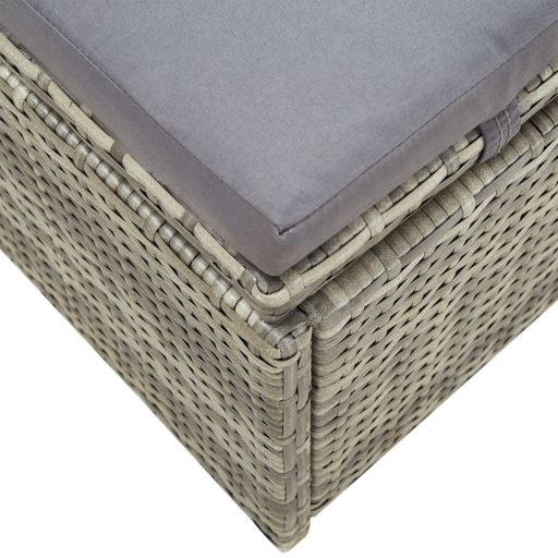 Szürke polyrattan napozóágy párnával