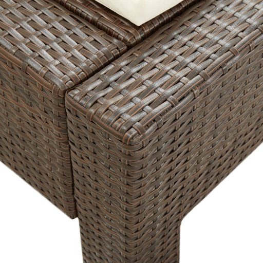 Barna kétszemélyes polyrattan napozóágy párnával