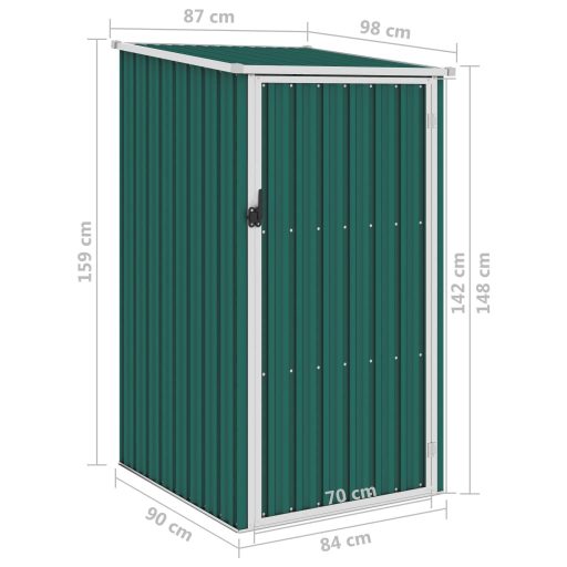 Zöld horganyzott acél kerti fészer 87 x 98 x 159 cm