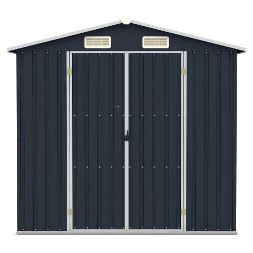 Antracitszürke horganyzott acél kerti fészer 205 x 129 x 183 cm
