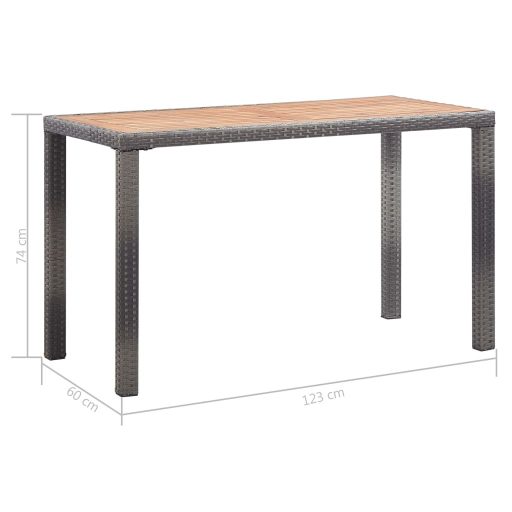 Antracitszürke és barna akácfa kerti asztal 123 x 60 x 74 cm