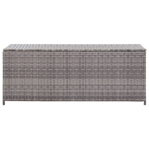 Szürke polyrattan kerti tárolóláda 150 x 50 x 60 cm
