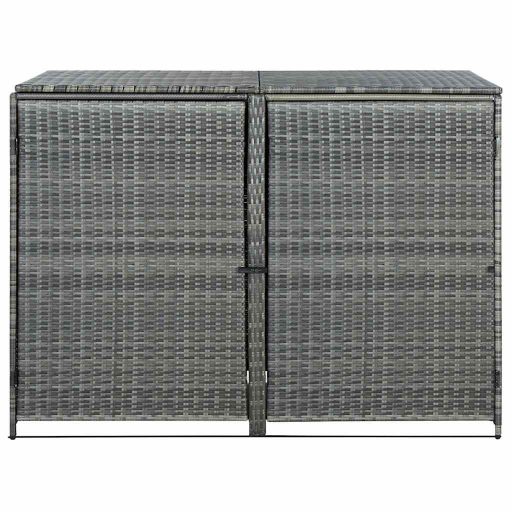 Antracit polyrattan dupla tároló gurulós kukához 148x77x111 cm