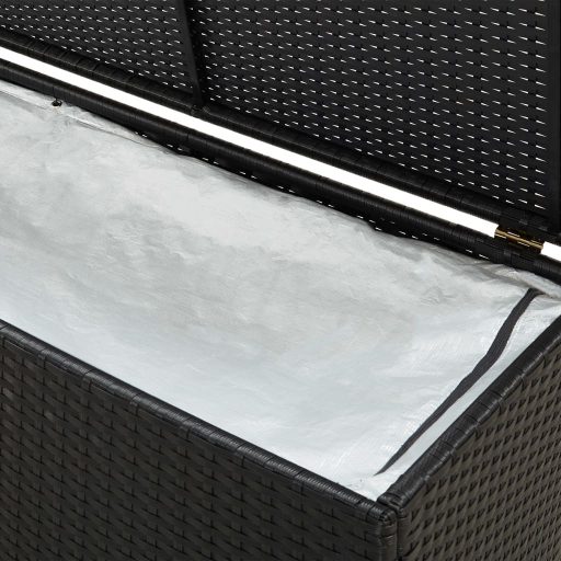 Fekete polyrattan kerti tárolóláda 200 x 50 x 60 cm