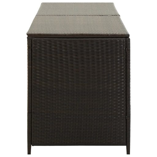 Barna polyrattan kerti tárolóláda 200 x 50 x 60 cm