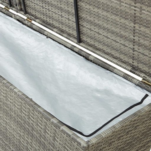 Szürke polyrattan kerti tárolóláda 200 x 50 x 60 cm