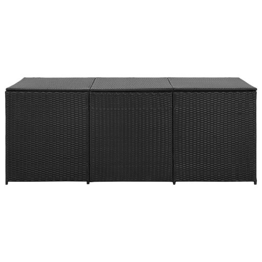 Fekete polyrattan kerti tárolóláda 180 x 90 x 70 cm