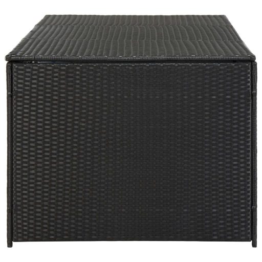 Fekete polyrattan kerti tárolóláda 180 x 90 x 70 cm