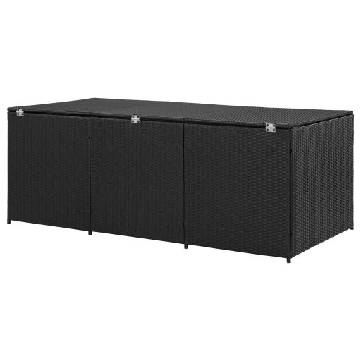 Fekete polyrattan kerti tárolóláda 180 x 90 x 70 cm
