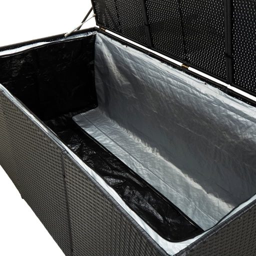 Fekete polyrattan kerti tárolóláda 180 x 90 x 70 cm
