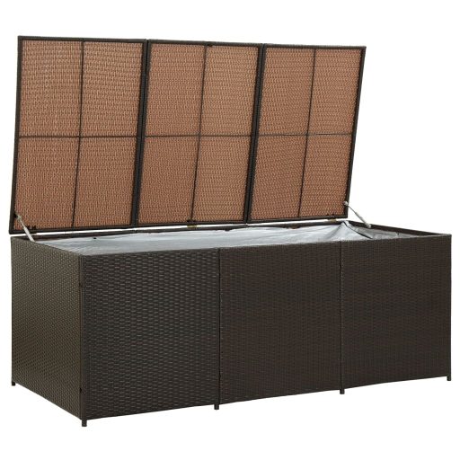 Barna polyrattan kerti tárolóláda 180 x 90 x 70 cm