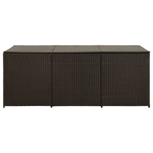 Barna polyrattan kerti tárolóláda 180 x 90 x 70 cm