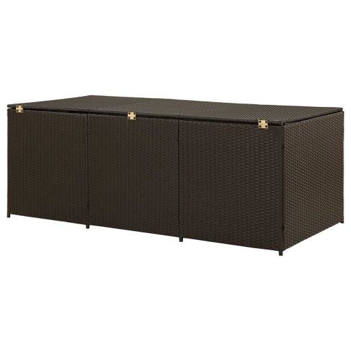 Barna polyrattan kerti tárolóláda 180 x 90 x 70 cm