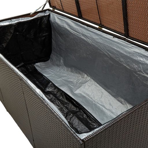 Barna polyrattan kerti tárolóláda 180 x 90 x 70 cm