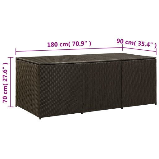 Barna polyrattan kerti tárolóláda 180 x 90 x 70 cm