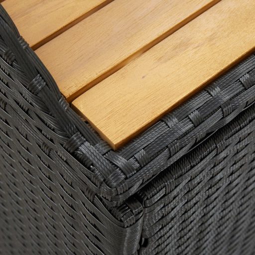 Fekete polyrattan kerti tárolópad 120 cm