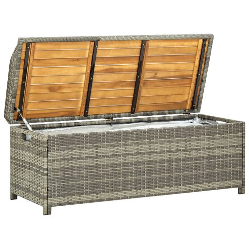 Szürke polyrattan kerti tárolópad 120 cm