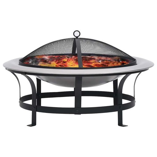 Rozsdamentes acél kültéri tűztál grillráccsal 76 cm