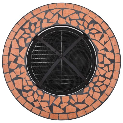 Terrakotta kerámia mozaik tűztál asztallal 68 cm