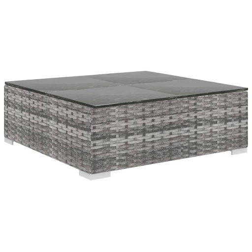 8-részes szürke polyrattan kerti bútorszett párnákkal