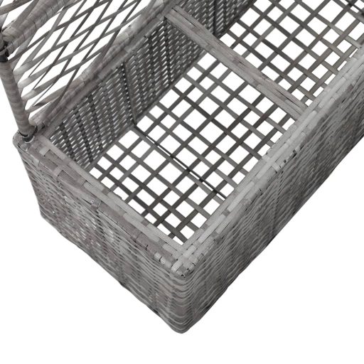Szürke rácsos polyrattan magaságyás 3 kaspóval 83 x 30 x 130 cm