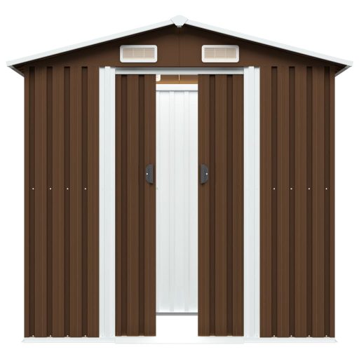 Barna acél kerti fészer 204 x 132 x 186 cm