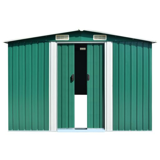 Zöld horganyzott acél kerti fészer 257 x 779 x 181 cm