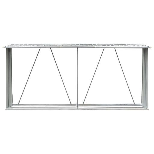 Zöld horganyzott acél kerti tűzifatároló 330 x 84 x 152 cm