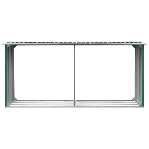 Zöld horganyzott acél kerti tűzifatároló 330 x 92 x 153 cm