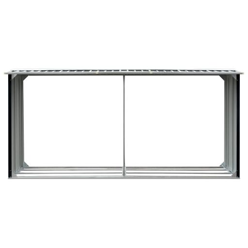 Antracitszürke horganyzott acél tűzifatároló 330 x 92 x 153 cm