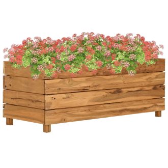   Újrahasznosított tíkfa és acél magaságyás 100 x 40 x 38 cm