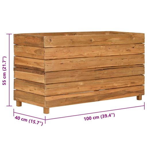 Újrahasznosított tíkfa és acél magaságyás 100 x 40 x 55 cm