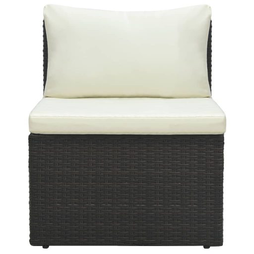 4 részes barna polyrattan kerti bútorszett párnával