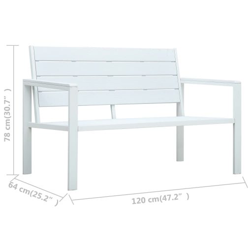 Fehér fautánzatú HDPE kerti pad 120 cm