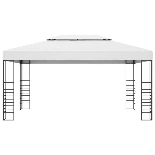Fehér porszórt acél kerti pavilon 4 x 3 x 2,7 m