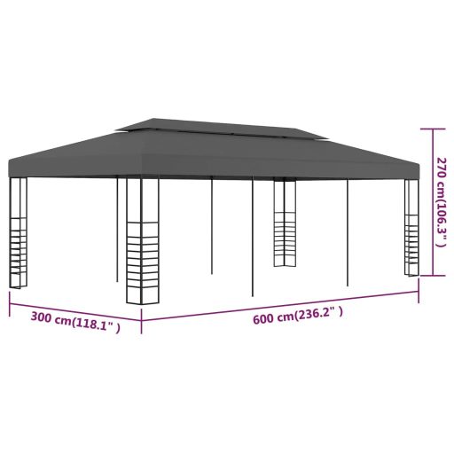 Antracitszürke pavilon 3 x 6 m