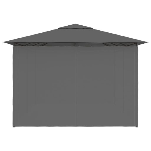 Antracitszürke kerti pavilon függönyökkel 4 x 3 m