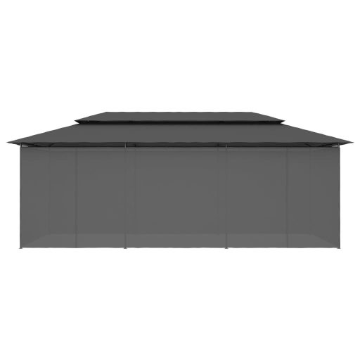 Antracitszürke pavilon függönyökkel 600 x 298 x 270 cm